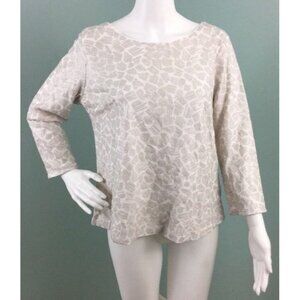 NWT Women's Ella Moss Ivory Sequined 3/4 Sleeve Shirt Top Size M Medium